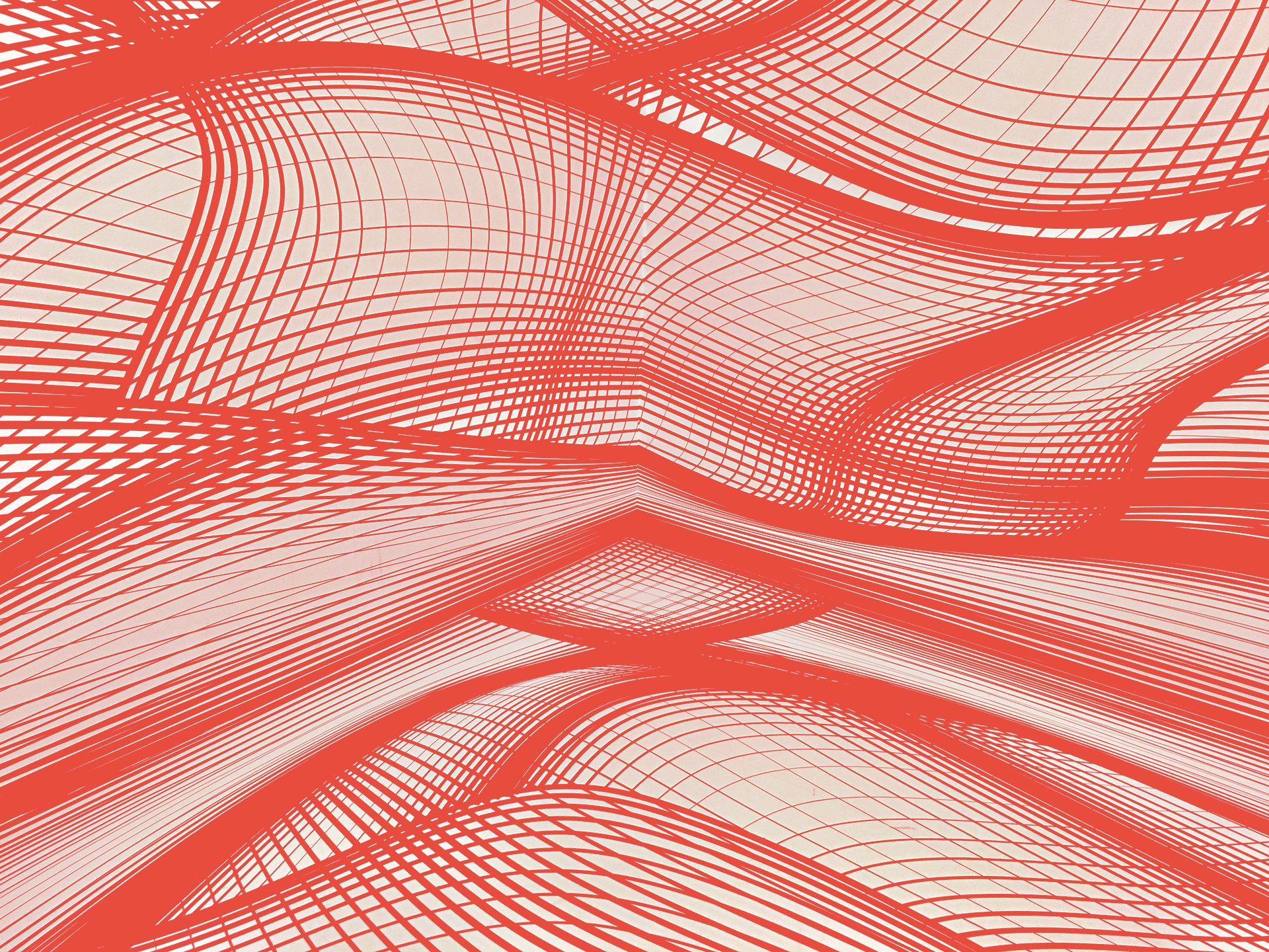 geometric meshes in red