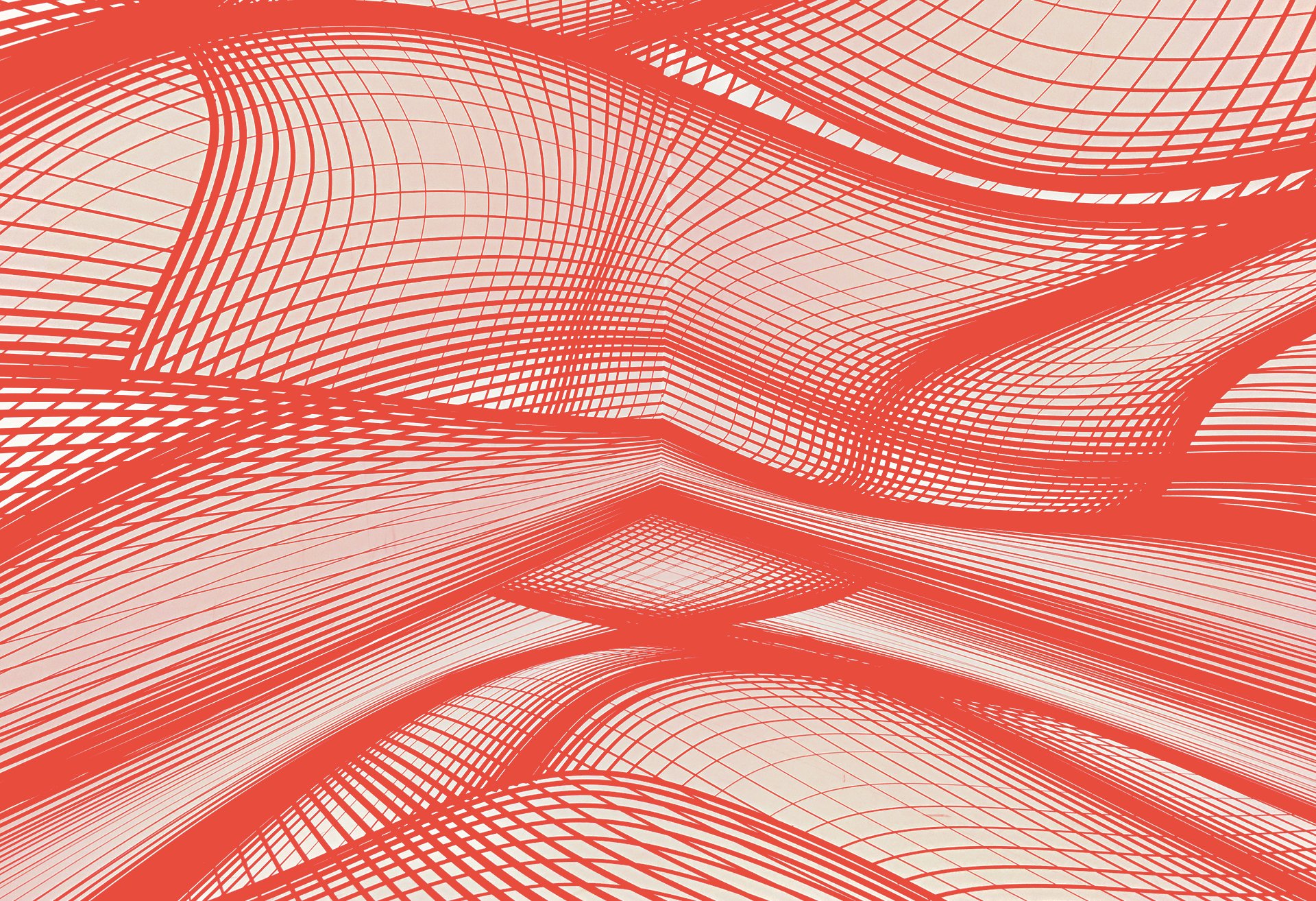 geometric meshes in red